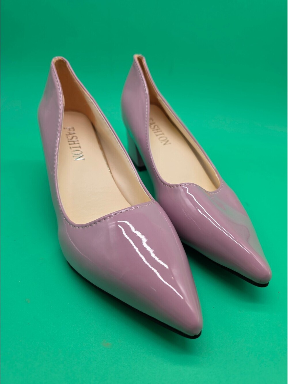Women's New Pink Patent Leather Pointed Toe Flats Size 40